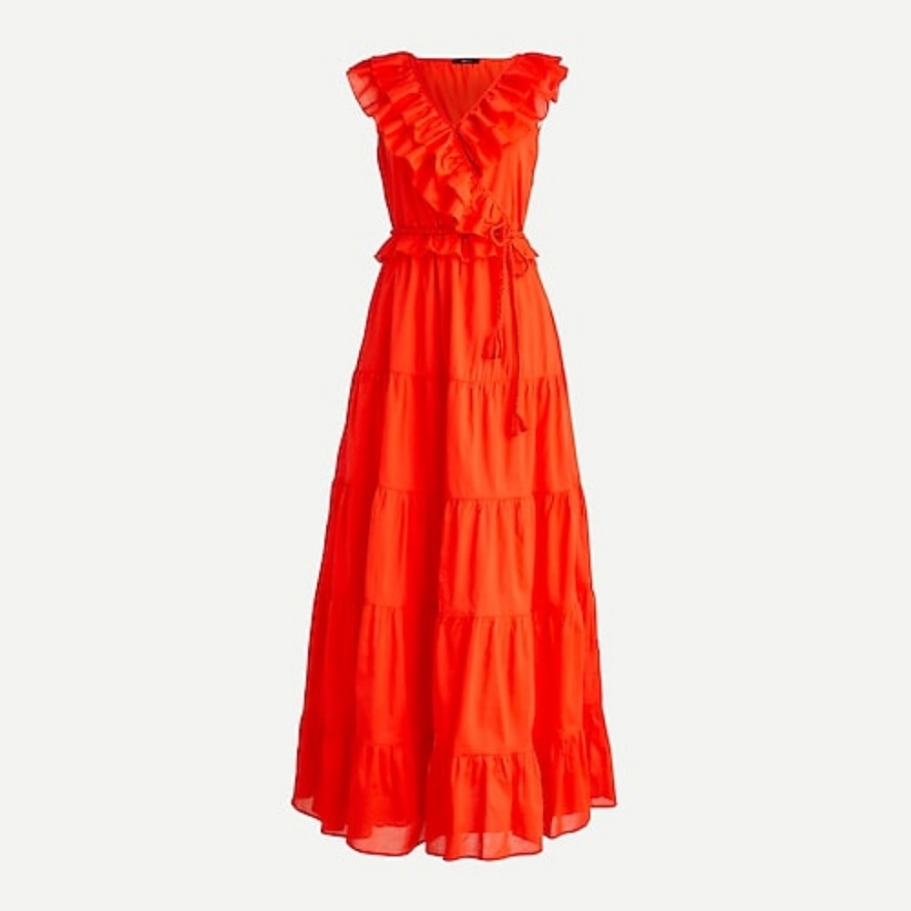 J. Crew Brilliant Sunset Ruffle-front maxi dress 6